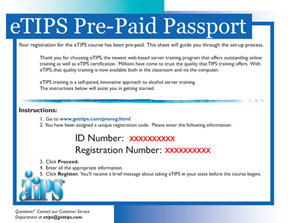 TIPS Group Training Online Pre Paid eTIPS Passports